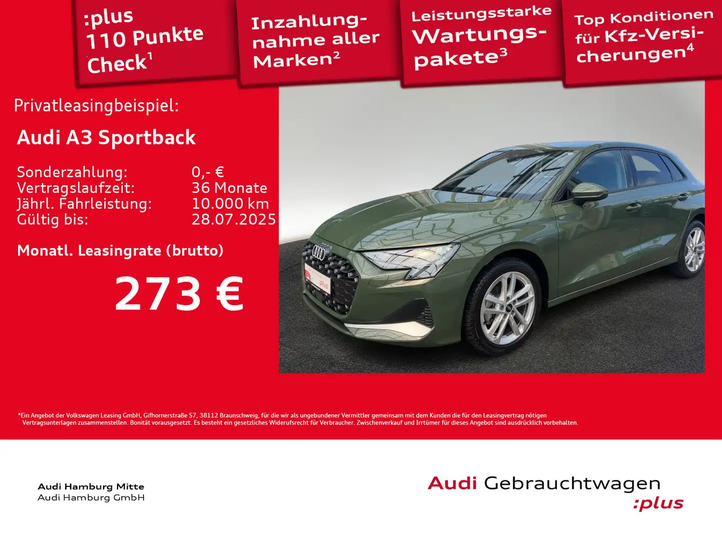 Audi A3 30 TFSI advanced S tronic AHK Kamer Grün - 1