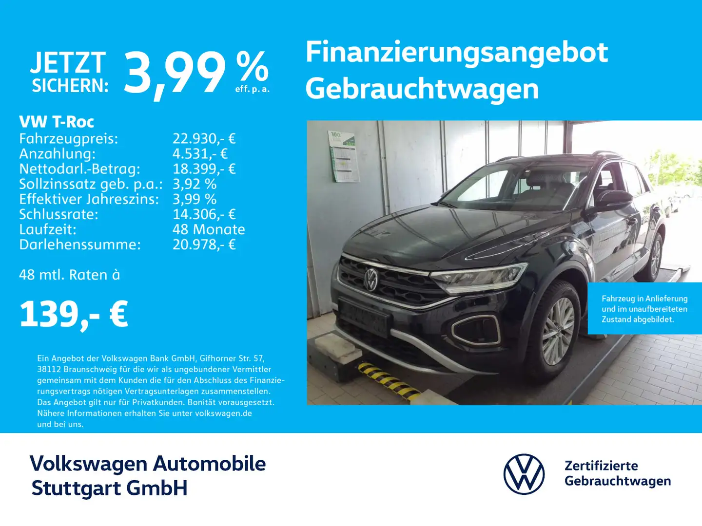 Volkswagen T-Roc Life 1.0 TSI Navi LED PDC SHZ Schwarz - 1