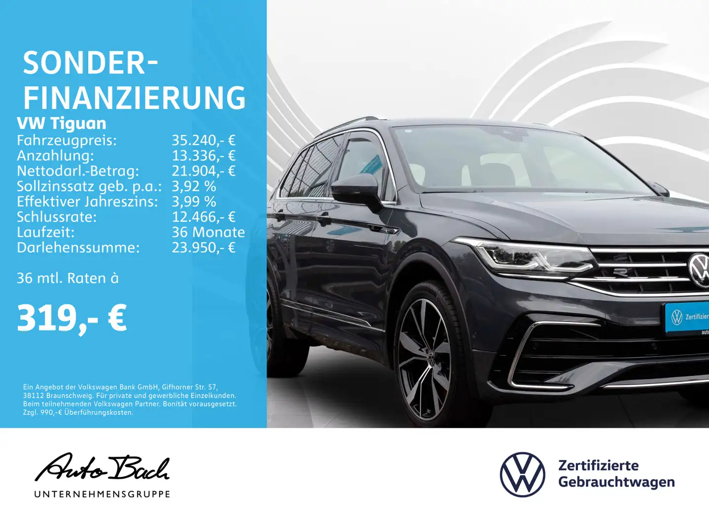 Volkswagen Tiguan 2.0 TDI DSG R-Line 4MOTION, Navi, LED-Mat Grijs - 2