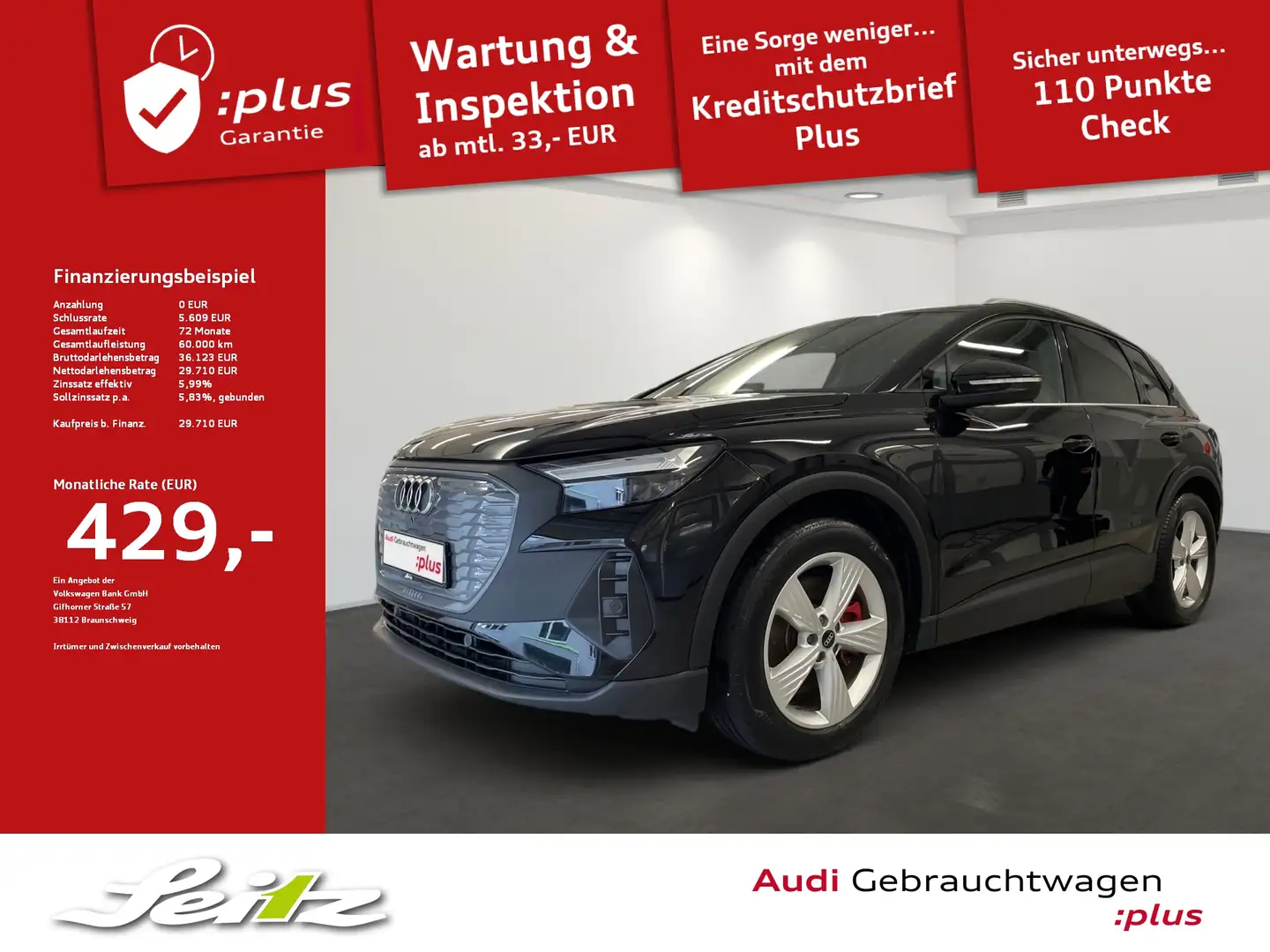 Audi Q4 e-tron Q4 40 e-tron *LED*PARKSENSOR*VIRT:-COCKPIT*SITZH* Zwart - 1