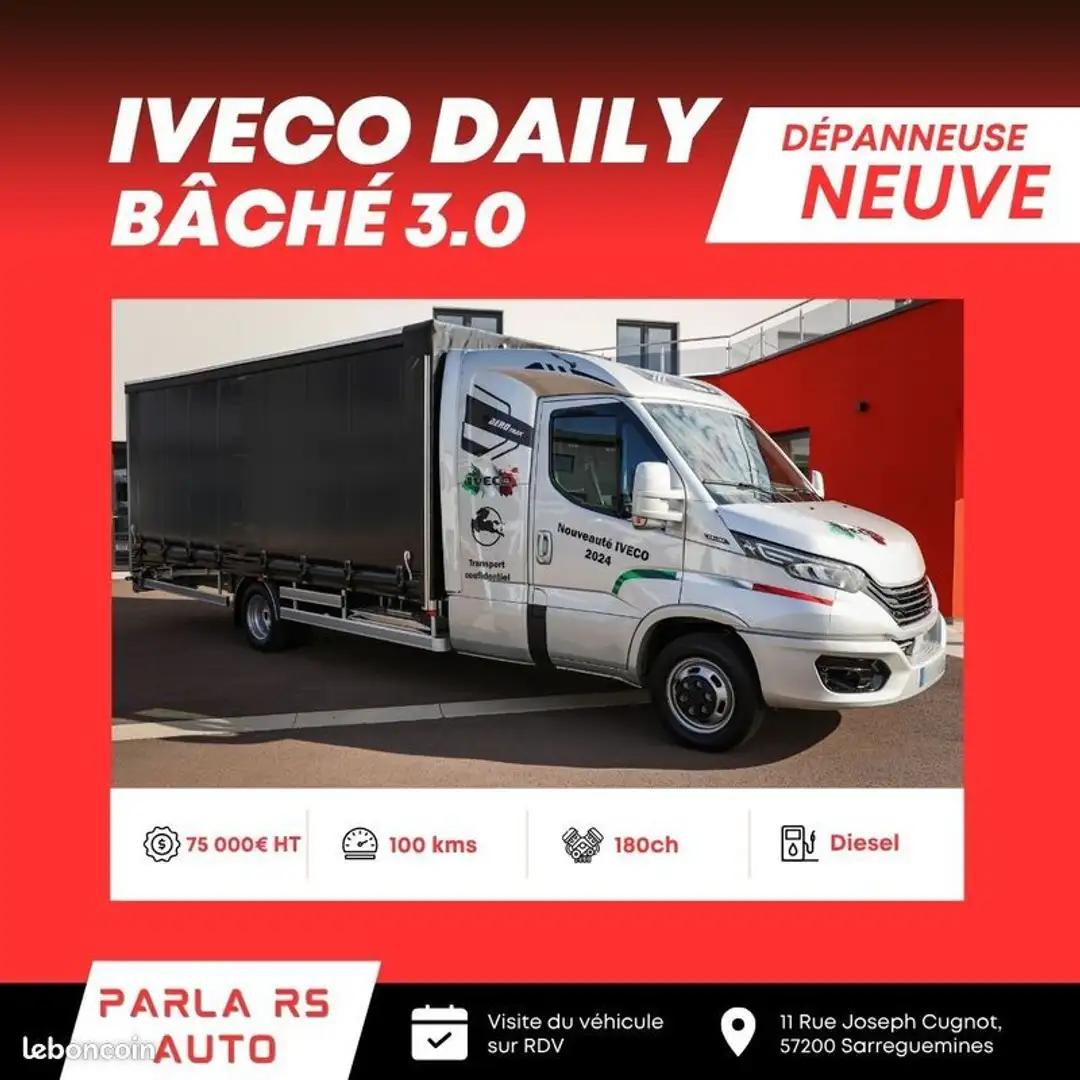 Iveco Daily 3.0 180ch Porte voiture bâché avec couchette neuf Grau - 1