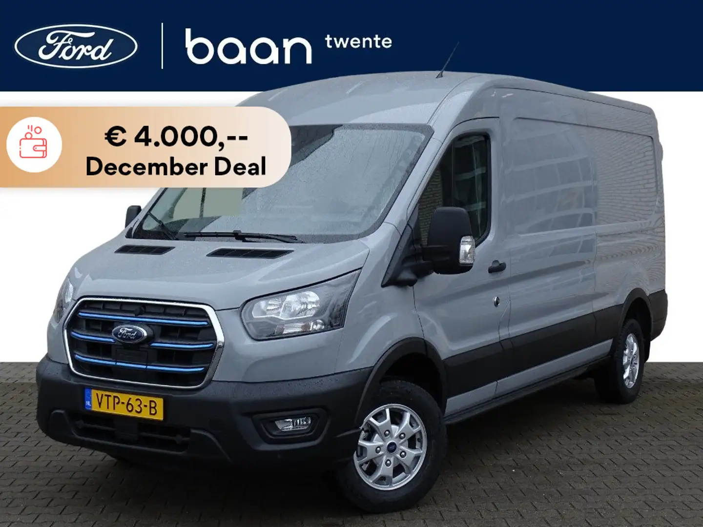 Ford E-Transit 350 L3H2 68 kWh - 184pk | blis | adaptieve cruise Grijs - 1