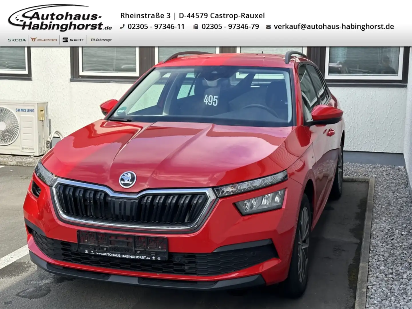 Skoda Kamiq 1.0 TSI DSG Clever LED Navi PDC ACC Shz e.AHK. LM Rot - 1