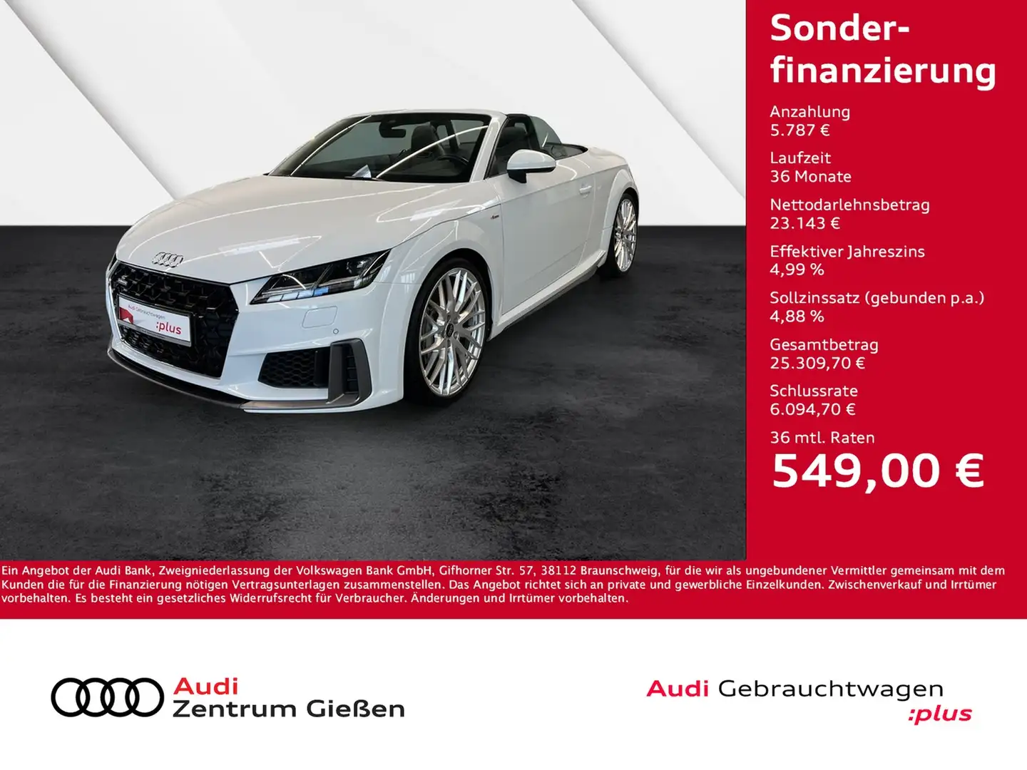 Audi TT Roadster 45 TFSI quattro S line Lederpaket Navi... Blanc - 1
