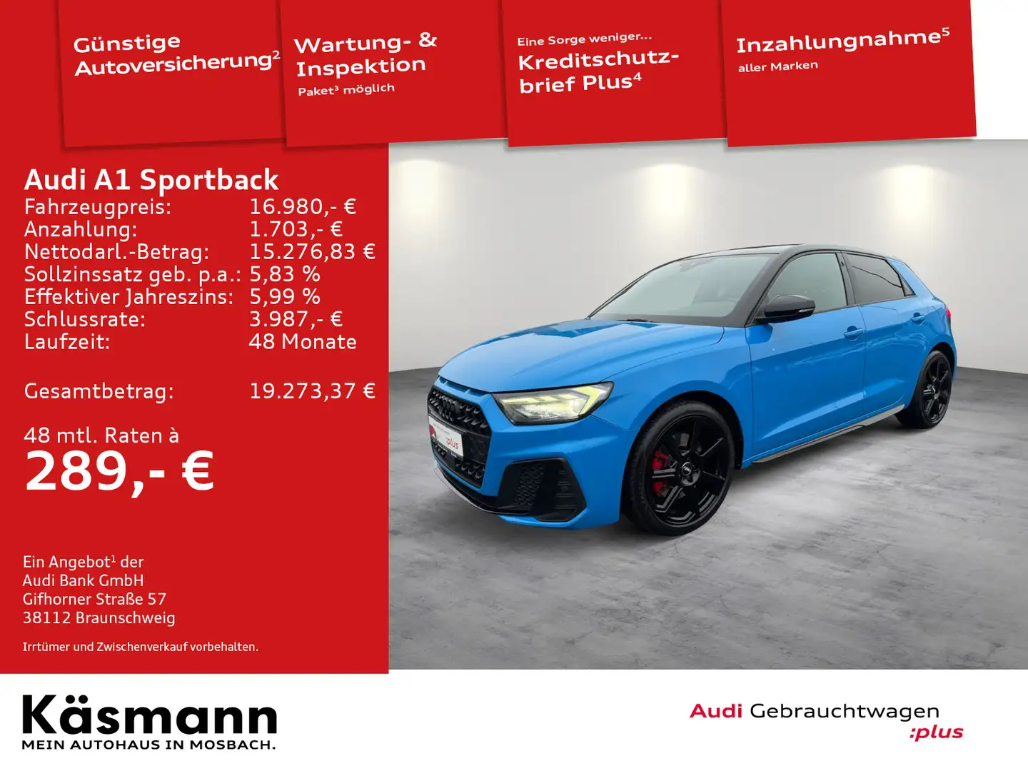 Audi A1 40TFSI S line EDITION ONE Blau - 1