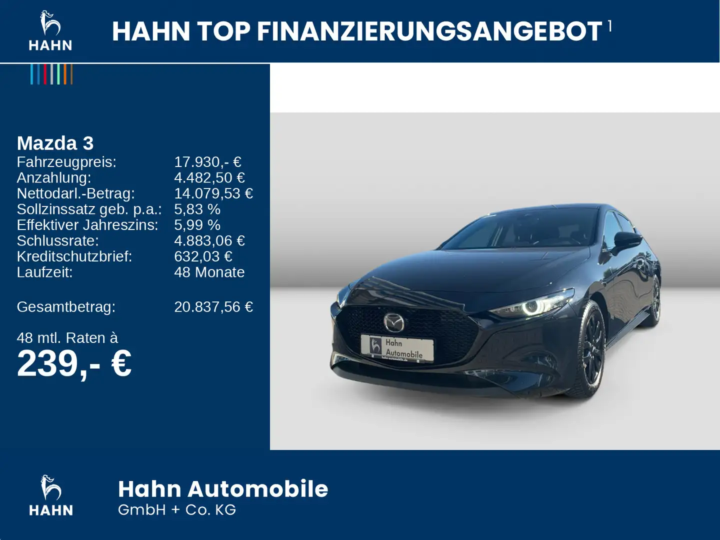 Mazda 3 SKYACTIV-X M-Hybrid Klima PDC Tempo Navi LED Noir - 2