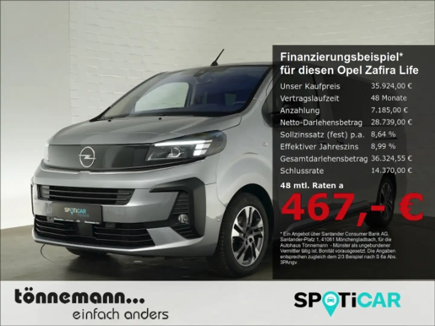 Opel Zafira Life FACELIFT EDITION XL AT+NAVI+9-SITZER+KEYLESS+SITZH Grau - 1