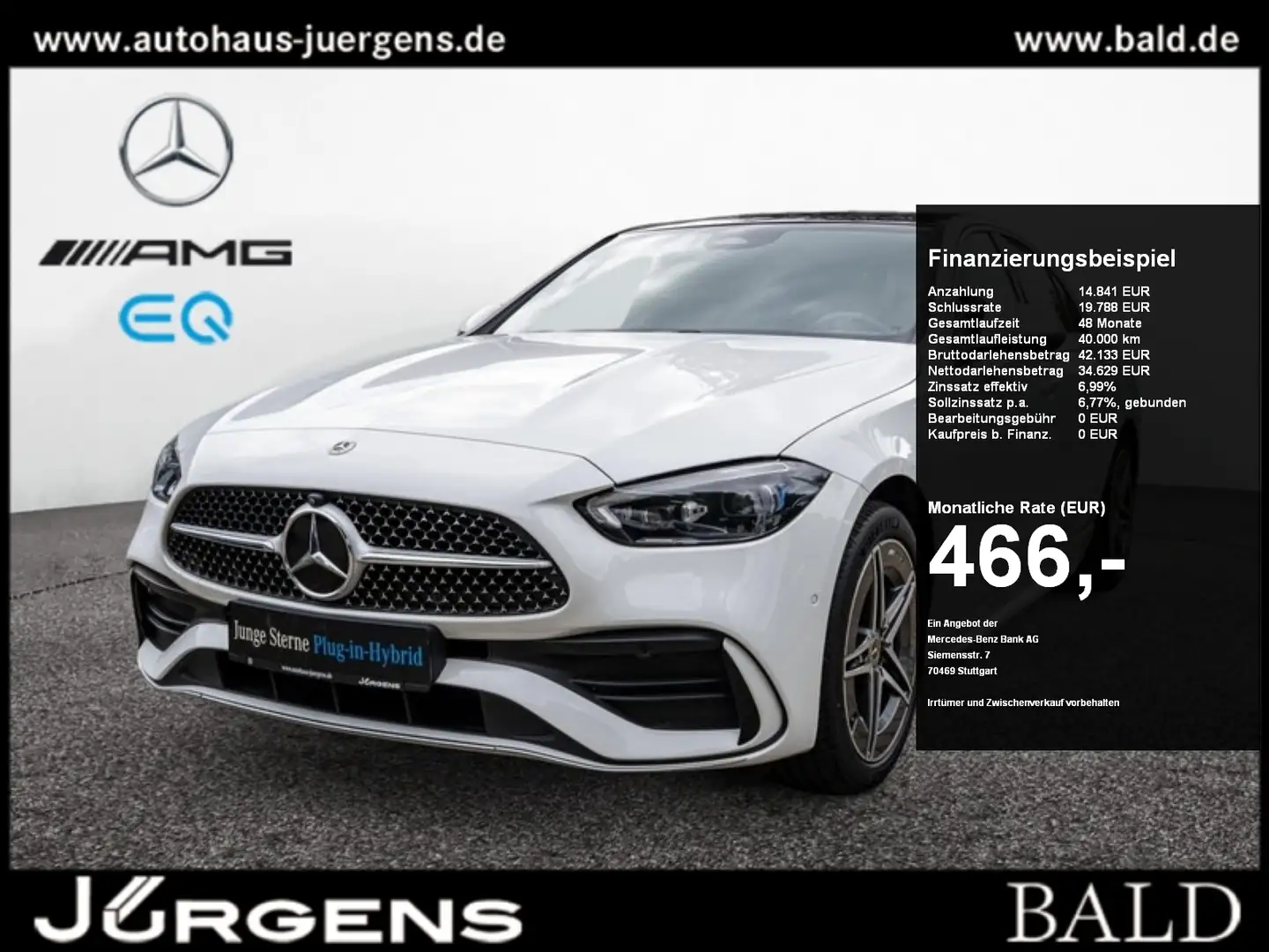 Mercedes-Benz C 300 de AMG-Sport/DIGITAL/360/Pano/Memo/Totw/18 Bianco - 1