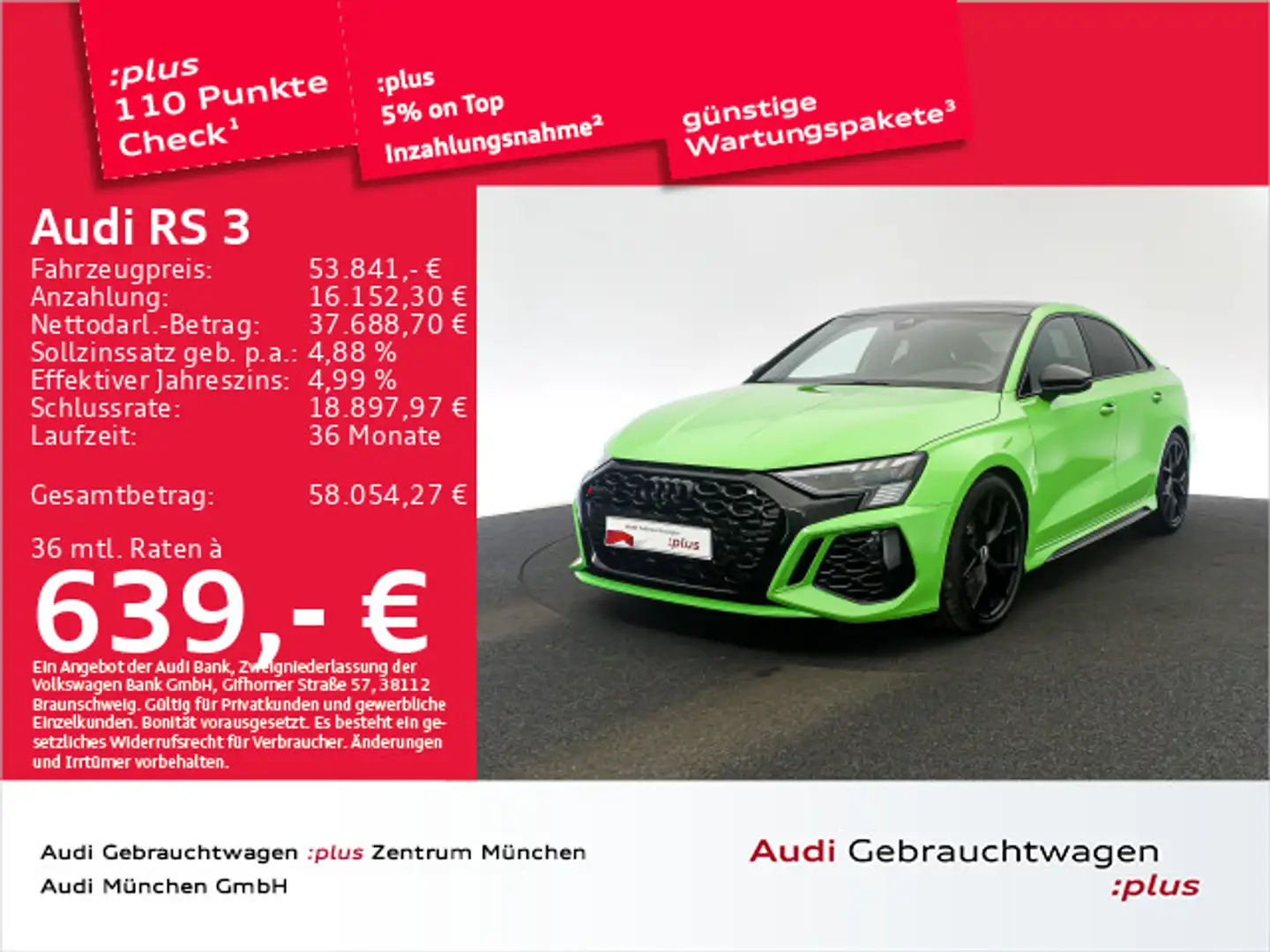 Audi RS3 RS3 Limousine S tronic Pano/B&O/Matrix Grau - 1