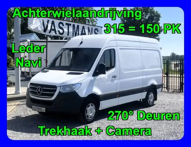 Mercedes-Benz Sprinter 315 22.500€ + BTW / Leder / Camera / L2H2 / L2 H2 / RWD / 270° Deuren / Trekhaak / Achterwielaandrijving