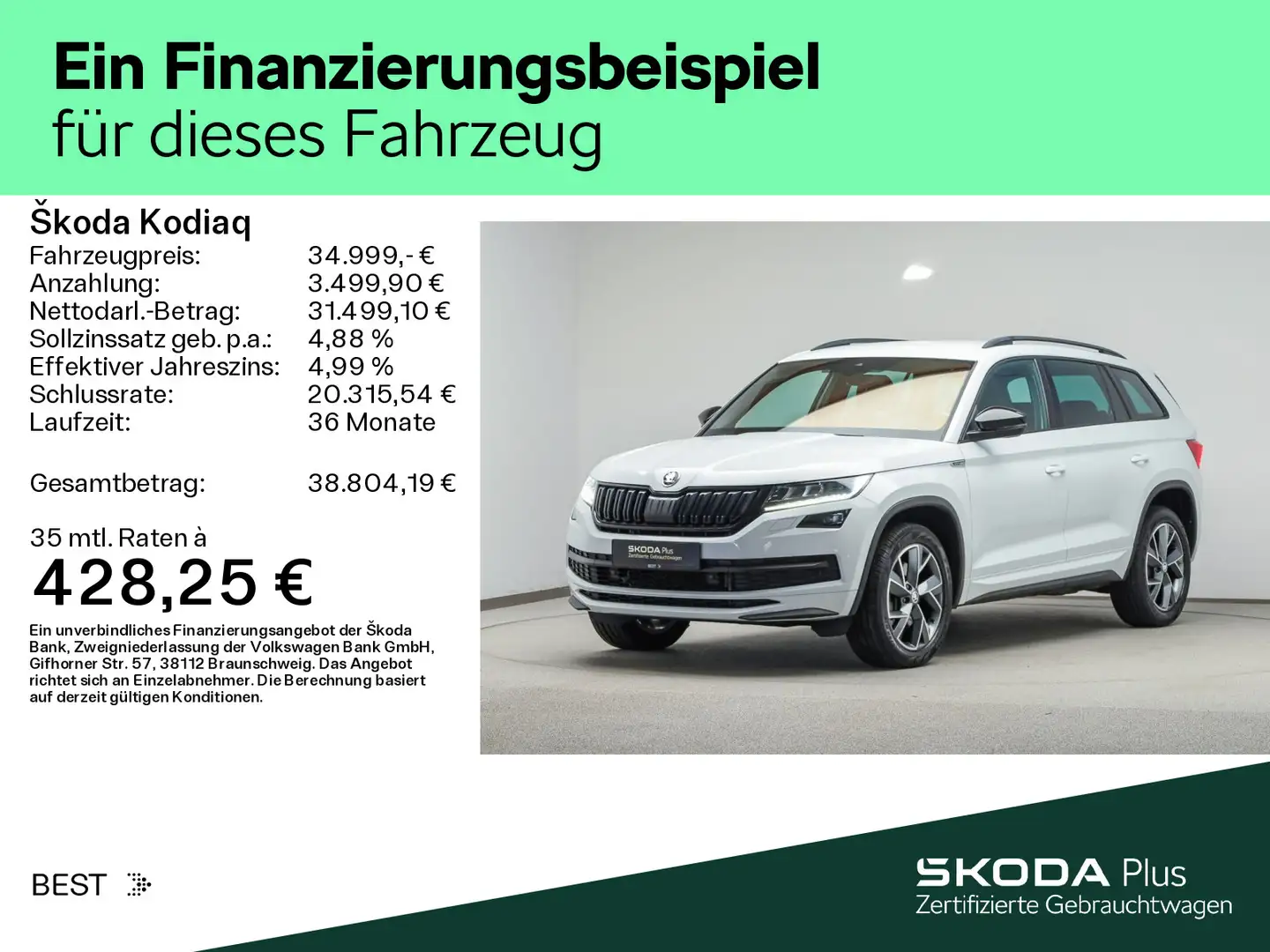 Skoda Kodiaq 2.0 TDI 4x4 DSG SPORTLINE*LED*AHK*KAMERA* Weiß - 2