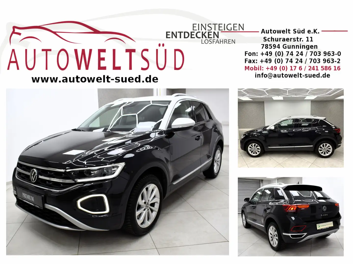 Volkswagen T-Roc 2.0 TDI Style DSG ACC AHK Navi Rcam IQ.Drive+Light Schwarz - 1