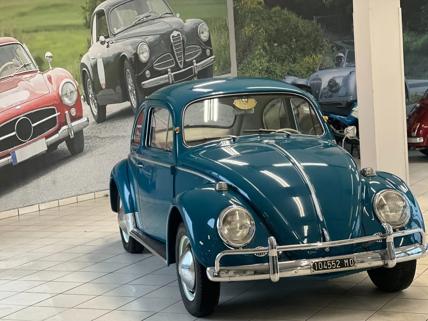 Volkswagen Maggiolino Vers. CORNUTA (vetro piatto) - TARGA ORO Blau - 1
