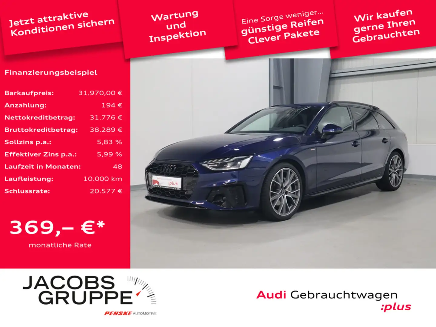 Audi A4 Avant 40 TDI S line LED*R-Kamera*AHK * Blau - 1