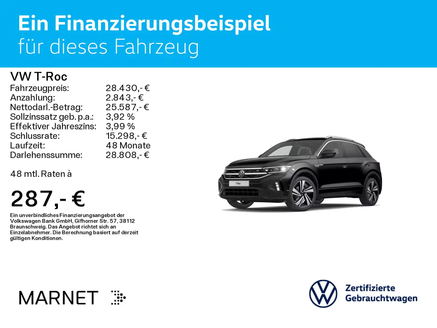 Volkswagen T-Roc 1.5 TSI DSG R-LINE*DIGITAL*NAVI*KAMERA*18Z Schwarz - 2