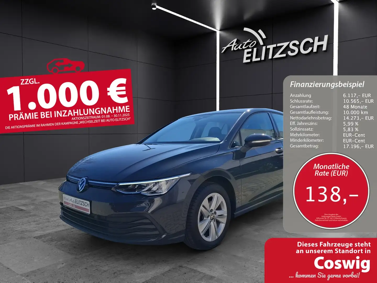 Volkswagen Golf VIII TDI Life DSG LED Navi AID ACC PDC SH LM Grau - 1