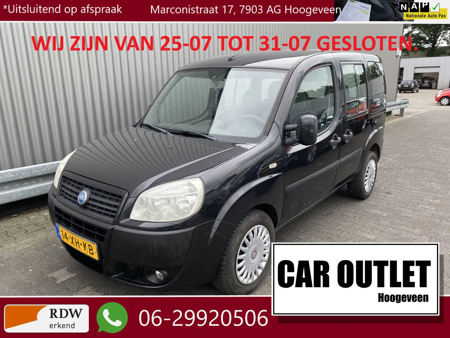 Fiat Doblo 1.4 Dynamic met Trekhaak, Airco APK – Inruil Mogel Negro - 1