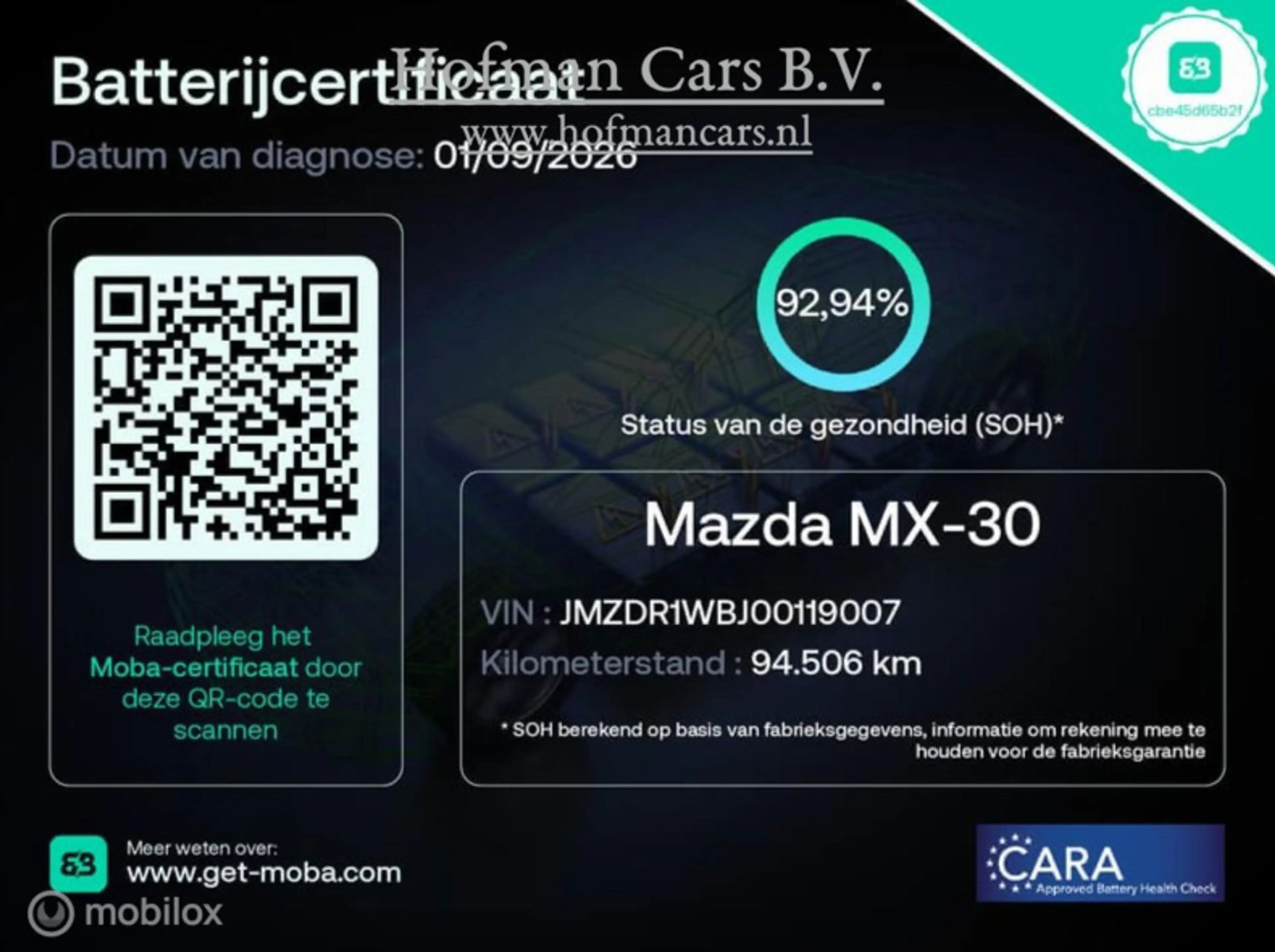 Mazda MX-30 e-SkyActiv 145 Comfort | SOH 93%| HUD | Memory | C — photo 2