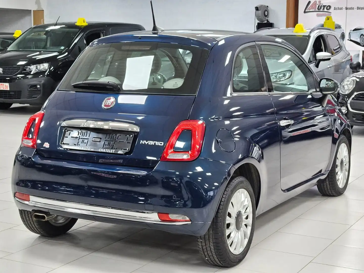 Fiat 500 1.0i Hybrid Toit Pano Cuir Clim Cruise Blue Crplay Blau - 2