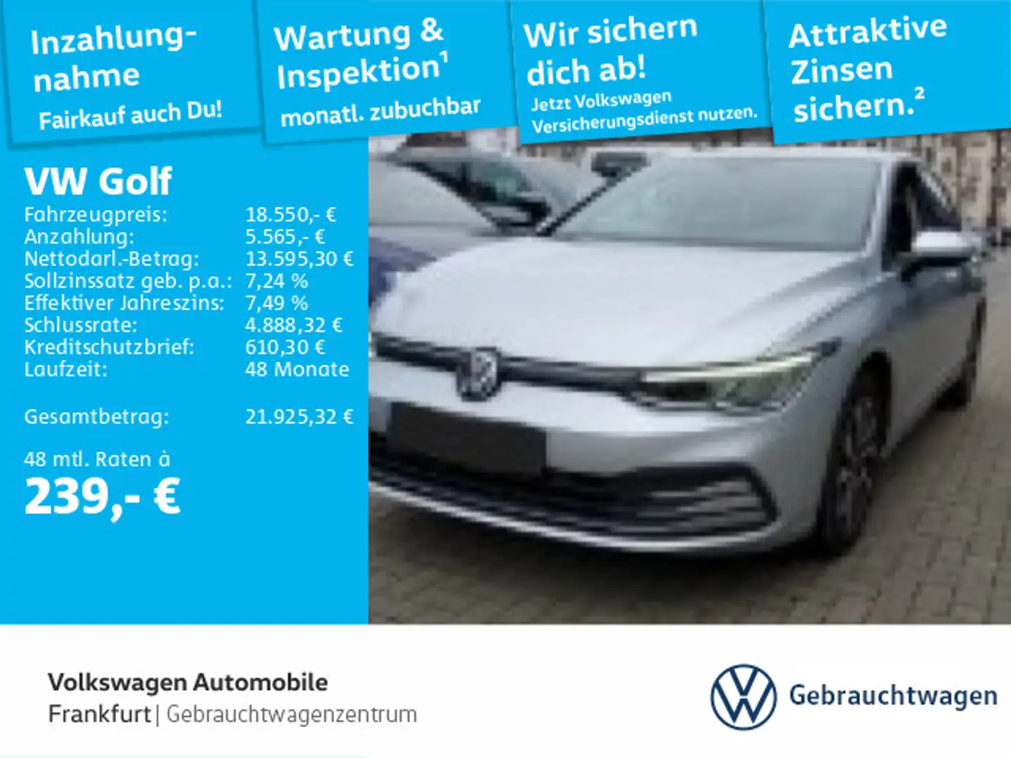 Volkswagen Golf VIII 1.5 TSI Active Navi LED DAB+ FrontAssi Silber - 1