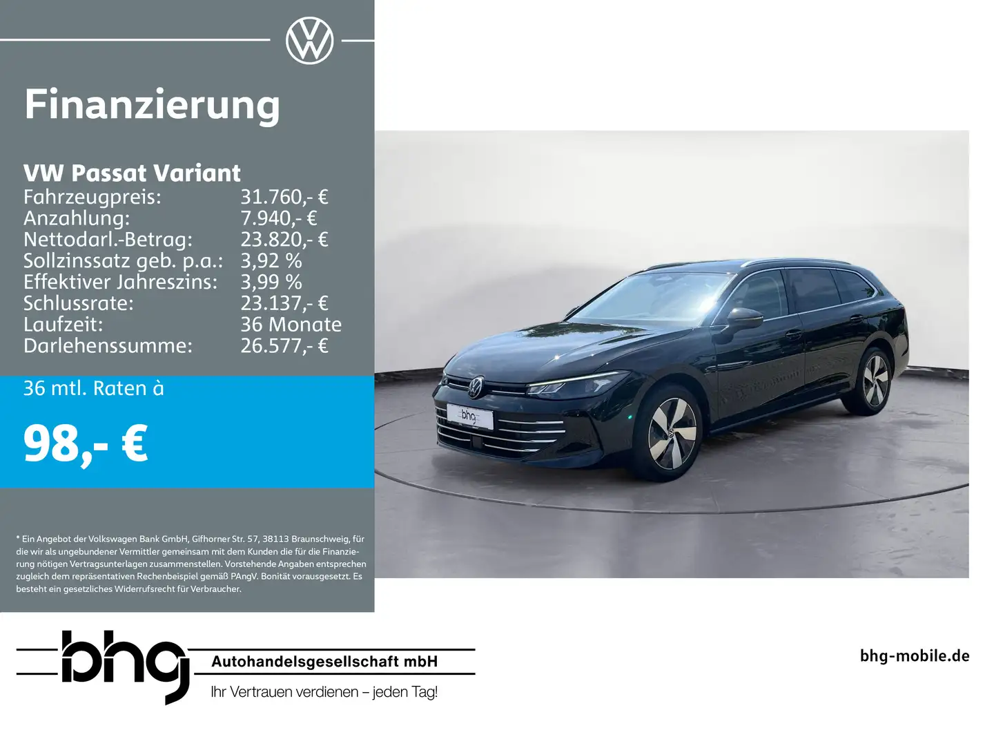 Volkswagen Passat Variant 1.5 e-TSI OPF DSG Business Schwarz - 1