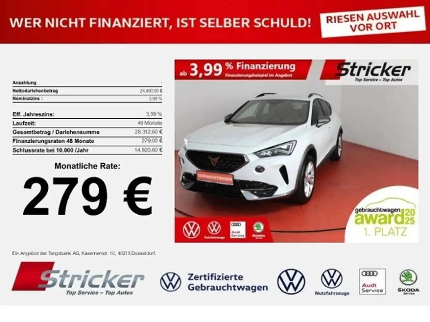 CUPRA Formentor 1.5TSI DSG 279,-ohne Anzahlung Navi ACC Kamera Weiß - 1