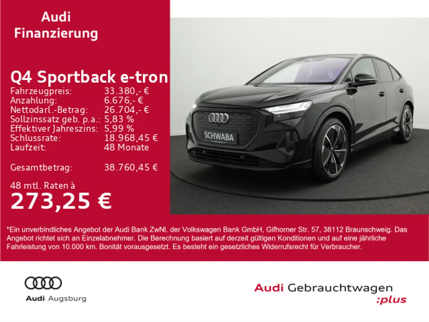 Audi Q4 e-tron Q4 Sportback 40e-tron 2x S line*PANO*HdUp*8-fach Negru - 1