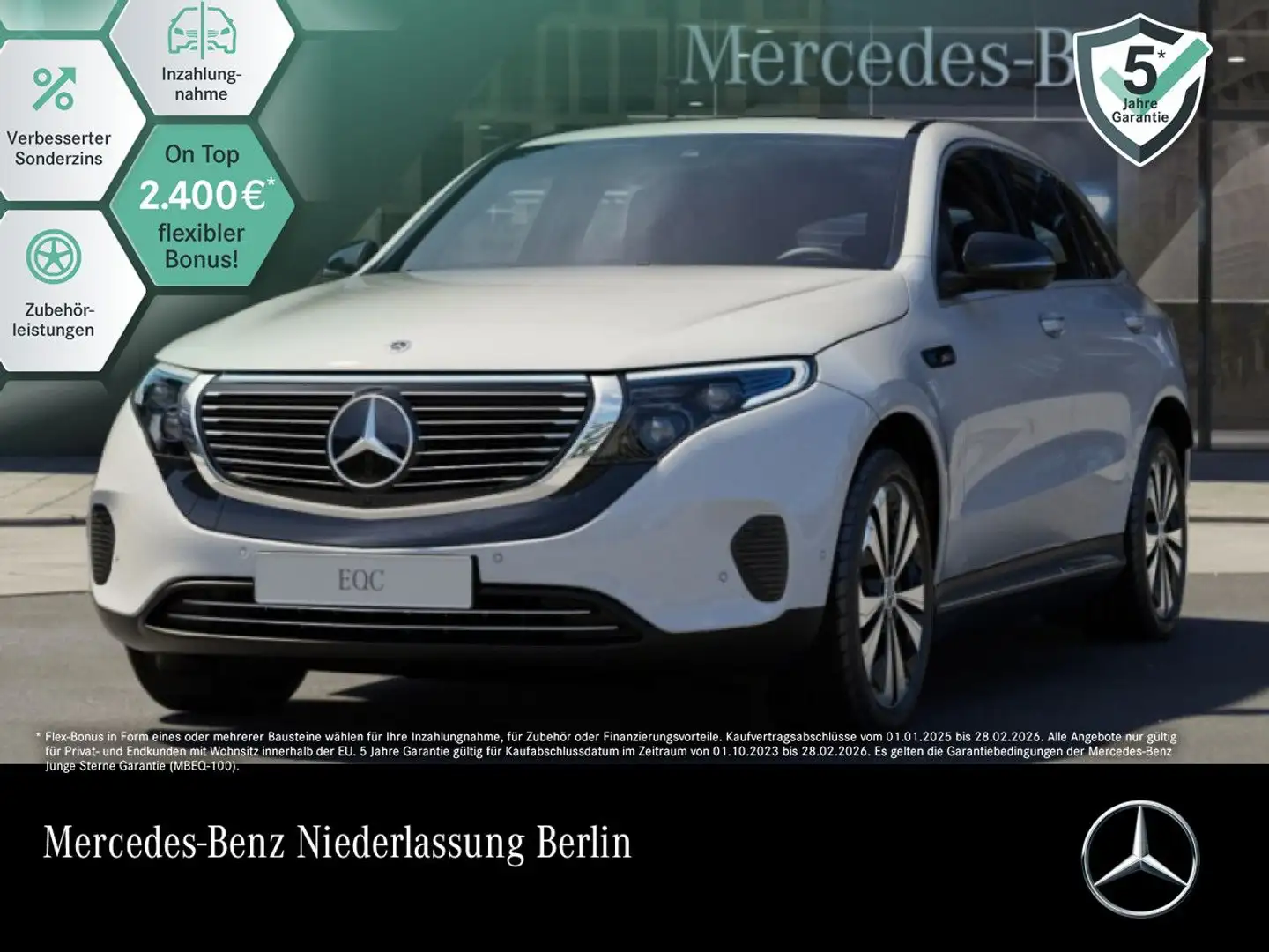 Mercedes-Benz EQC 400 4M 360+TOTW+KEYLESS Weiß - 1