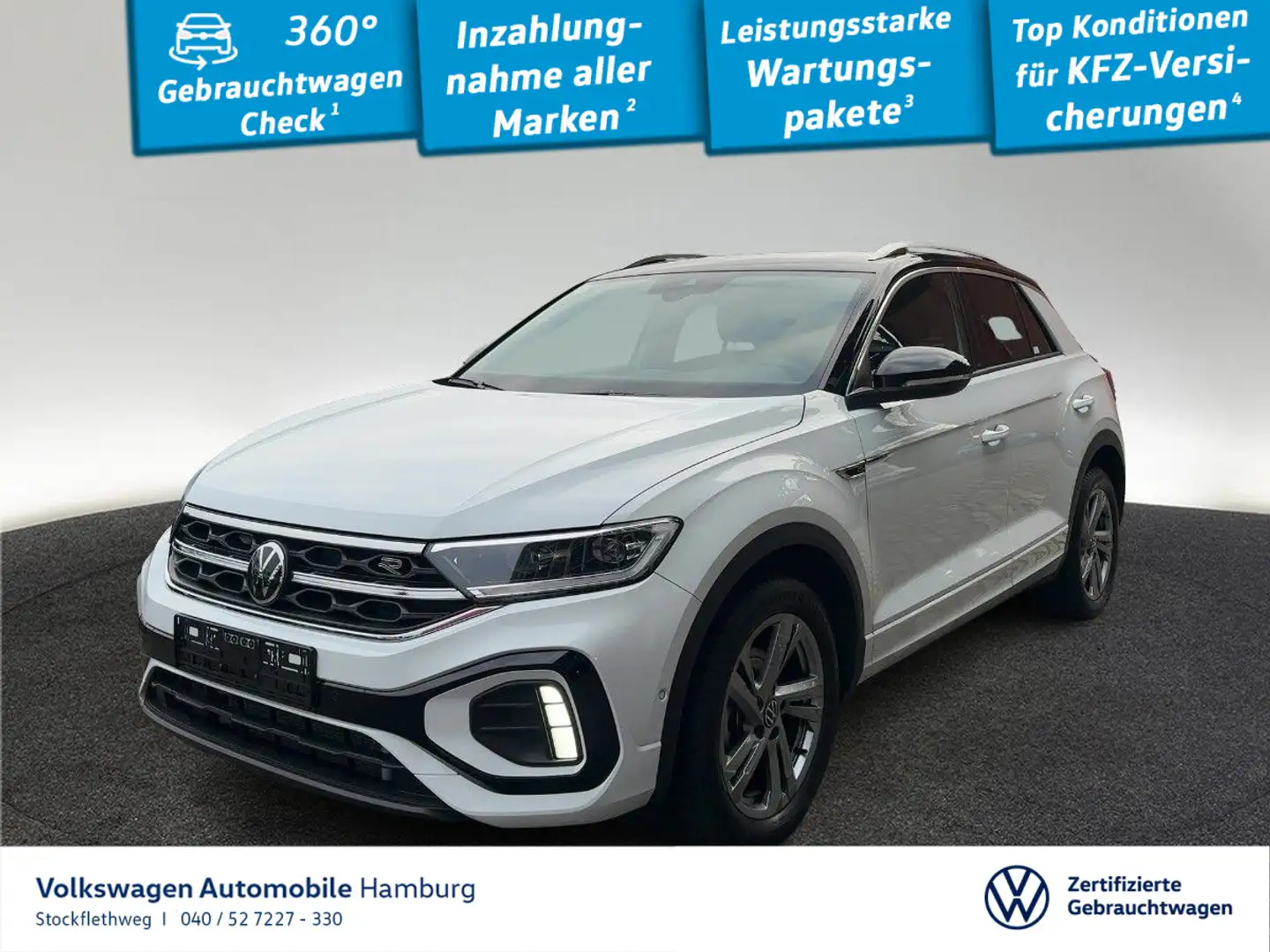 Volkswagen T-Roc 1.5 TSI R-Line DSG AHK CarPlay Kamera Navi Weiß - 1