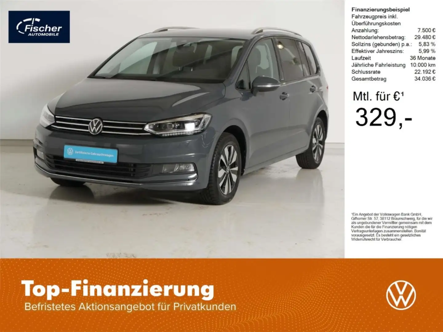 Volkswagen Touran 2.0 TDI Move DSG 7-Sitze/NAV/LED/RFK/SH Grau - 1