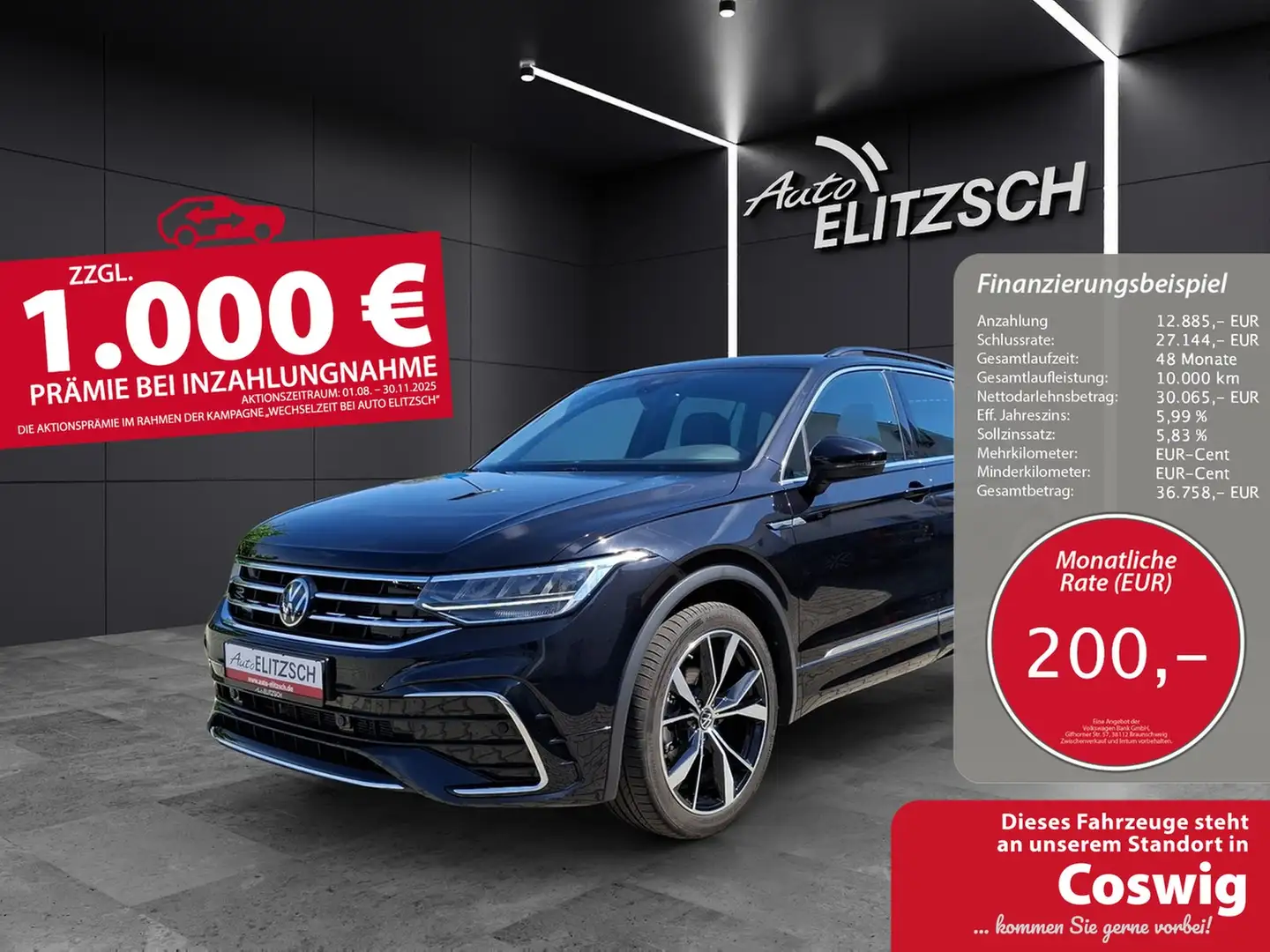 Volkswagen Tiguan TDI R-Line DSG STH AHK LED AID ACC RFK 20" Schwarz - 1
