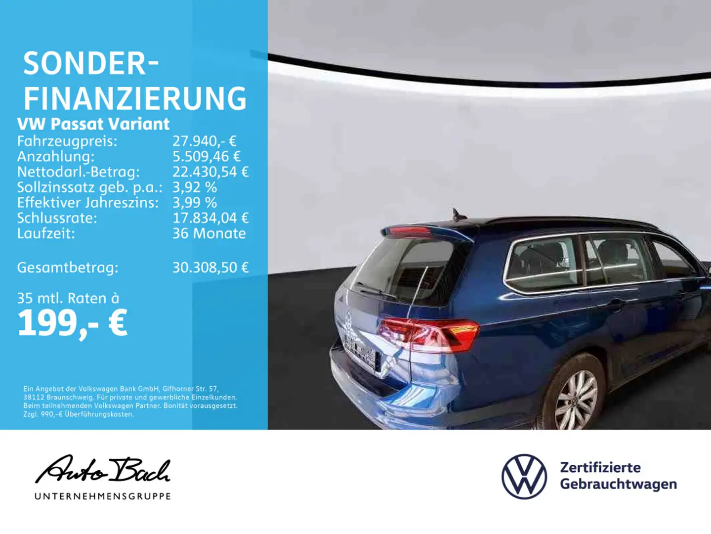 Volkswagen Passat Variant 1.5 TSI DSG Business, Navi, LED, Bleu - 2