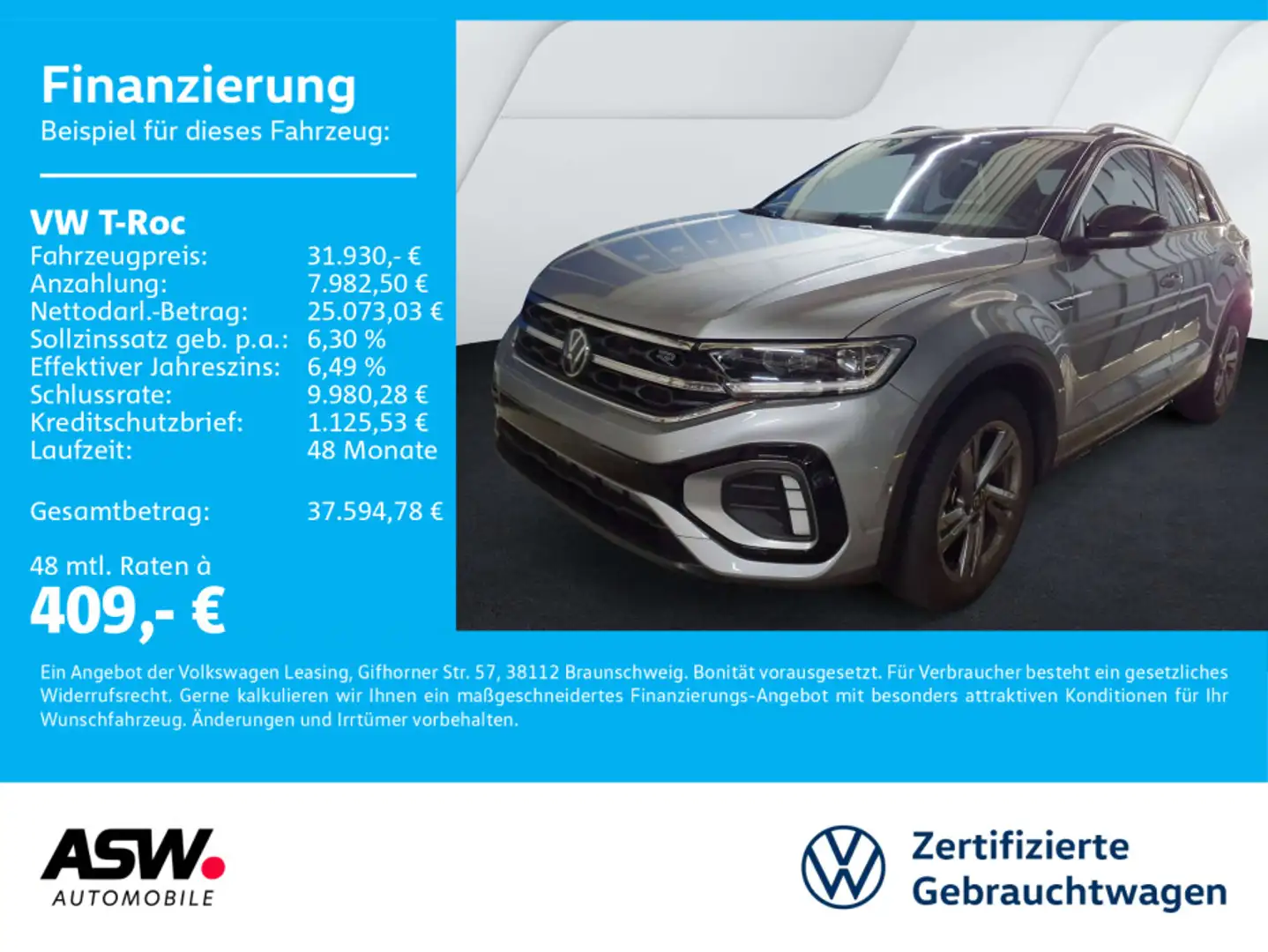 Volkswagen T-Roc T-ROC R-Line 1.5 TSI DSG LED Navi RFK SHZ AHK Silber - 1