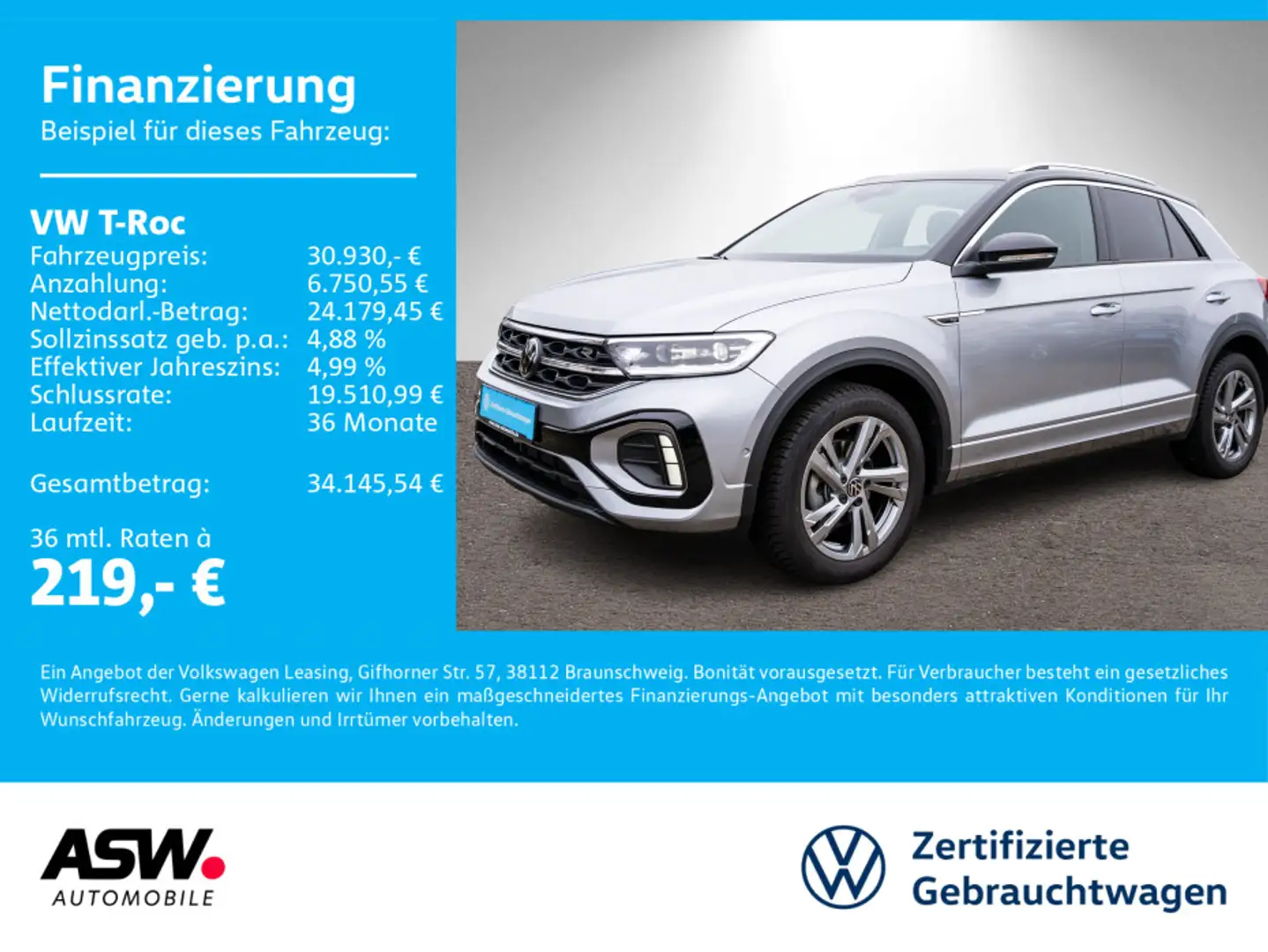 Volkswagen T-Roc T-ROC R-Line 1.5 TSI DSG LED Navi RFK SHZ AHK Silber - 1