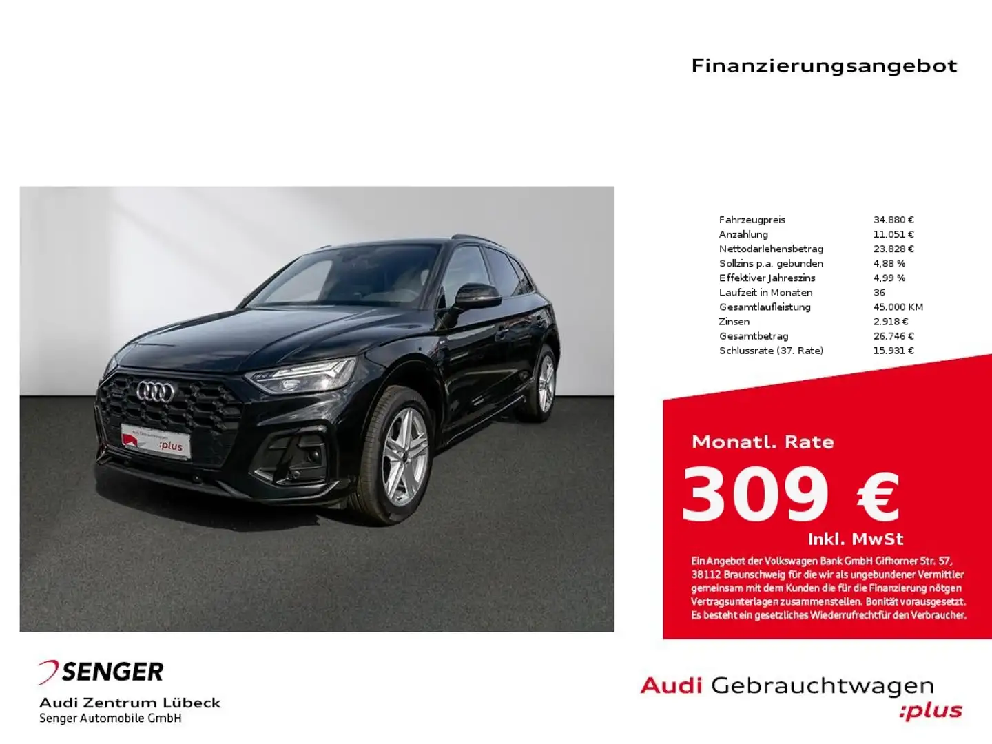 Audi Q5 50 TFSI e quattro S line Navi PDC SHZ Schwarz - 1