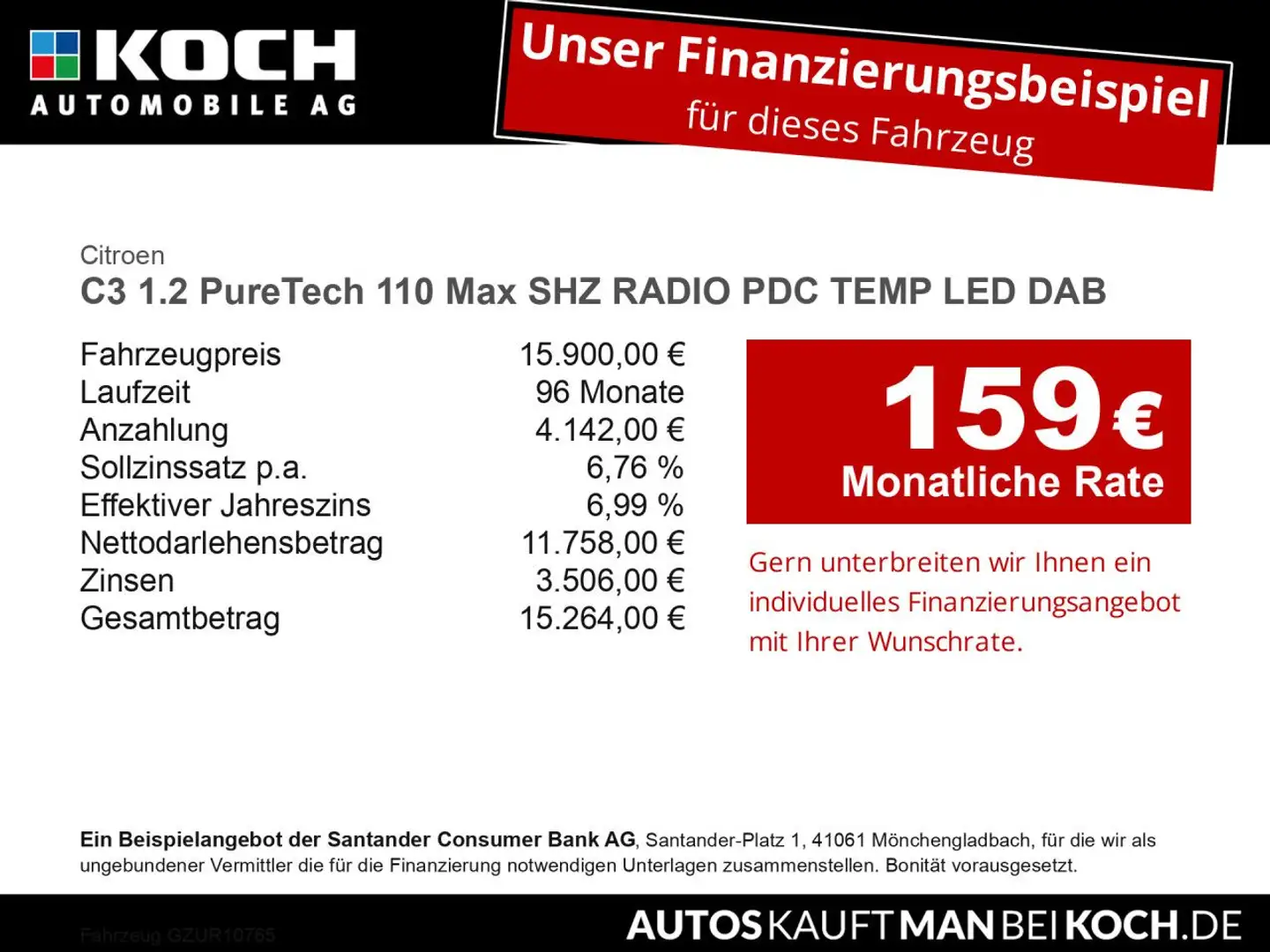 Citroen C35 C3 1.2 PureTech 110 Max SHZ RADIO PDC TEMP LED DAB Grau - 2