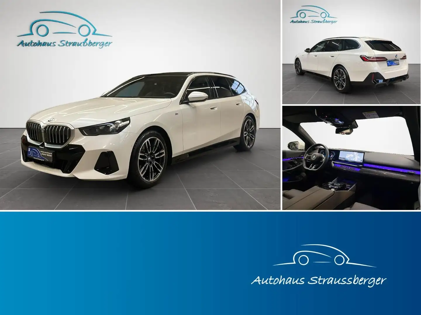 BMW 520 d Touring M Sport AHK ACC HUD 360° H/K PANO Weiß - 1