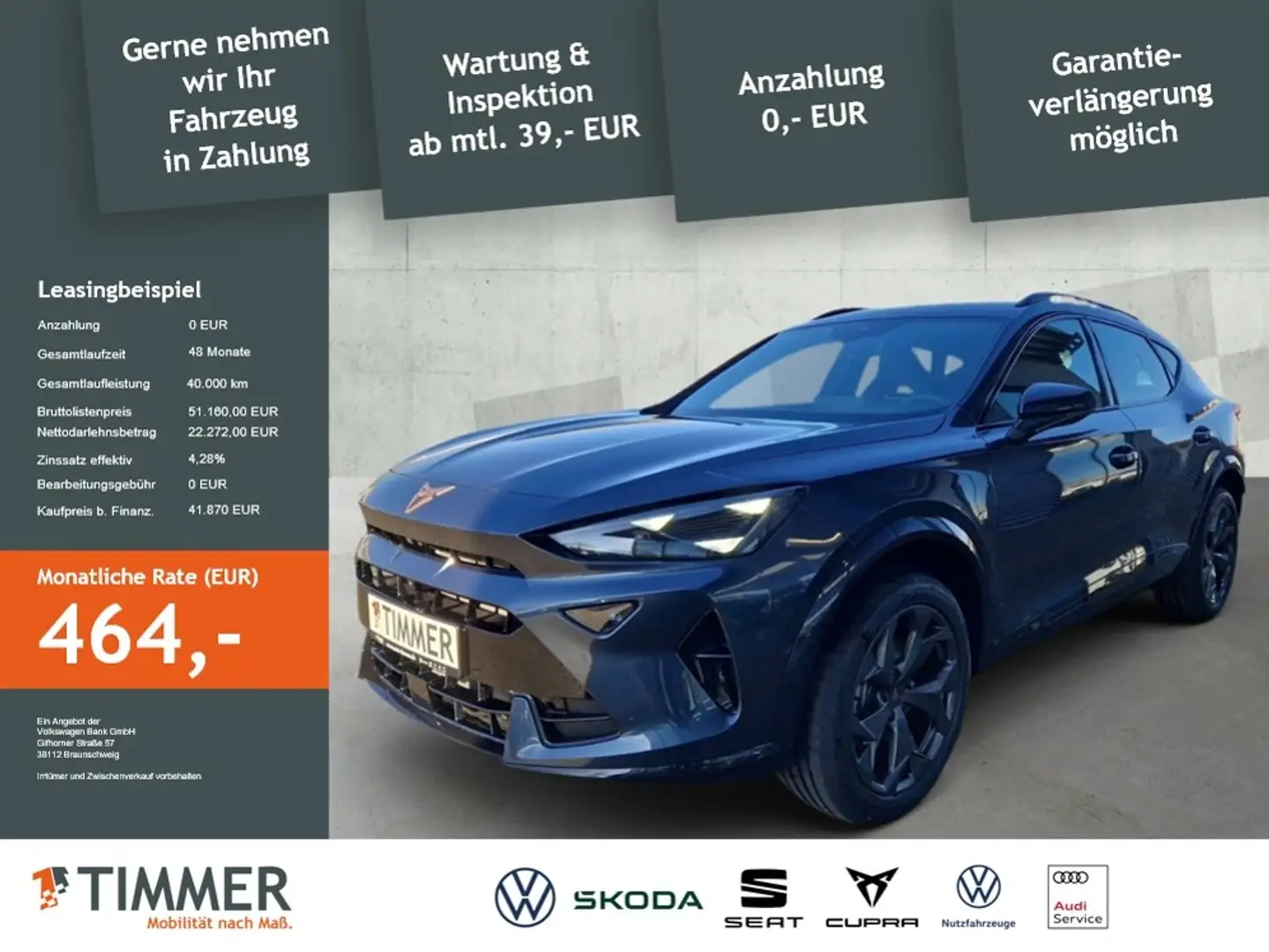 CUPRA Formentor 2.0TDI 110kW (150 PS) *DSG*Navi*RFK*Travel-Ass.*S Grau - 2
