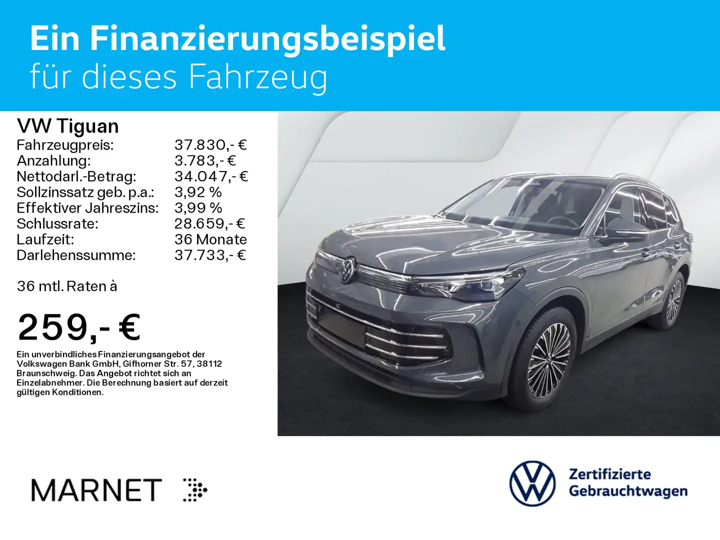 Volkswagen Tiguan 2.0 TDI DSG ELEGANCE*IQ.LIGHT*AHK*KAMERA* Grau - 2