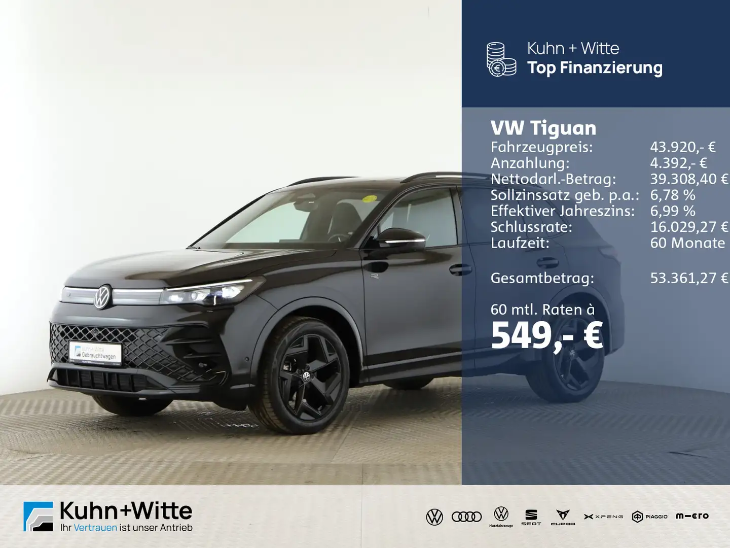 Volkswagen Tiguan 1.5 eTSI R-Line *Pano*AHK*Matrix*RFK*Navi Schwarz - 1