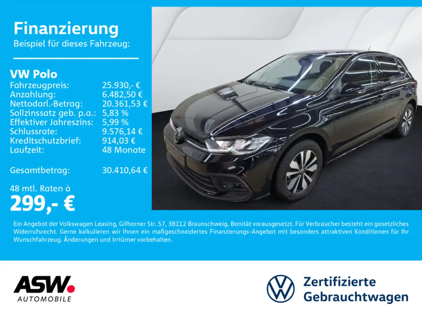 Volkswagen Polo Goal 1.0TSI DSG LED Navi RFK SHZ ACC VC AHK Schwarz - 1