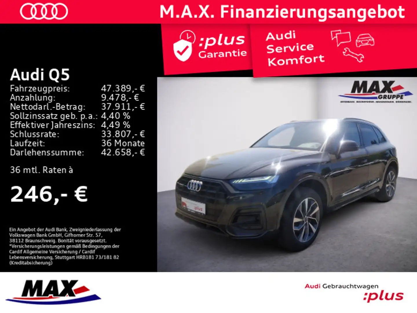 Audi Q5 45 TFSI QUATTRO ADVANCED MATRIX-LED+PANO+AHK+ Schwarz - 1