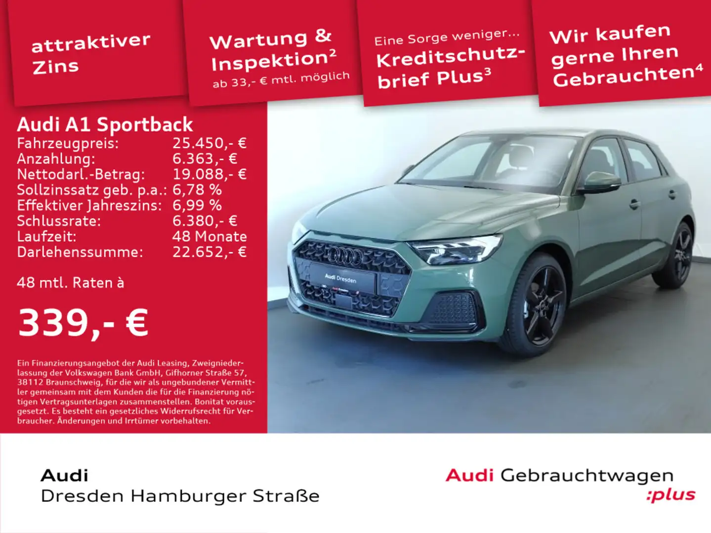 Audi A1 advanced 25 TFSI S tronic UPE 34.74 Grün - 1