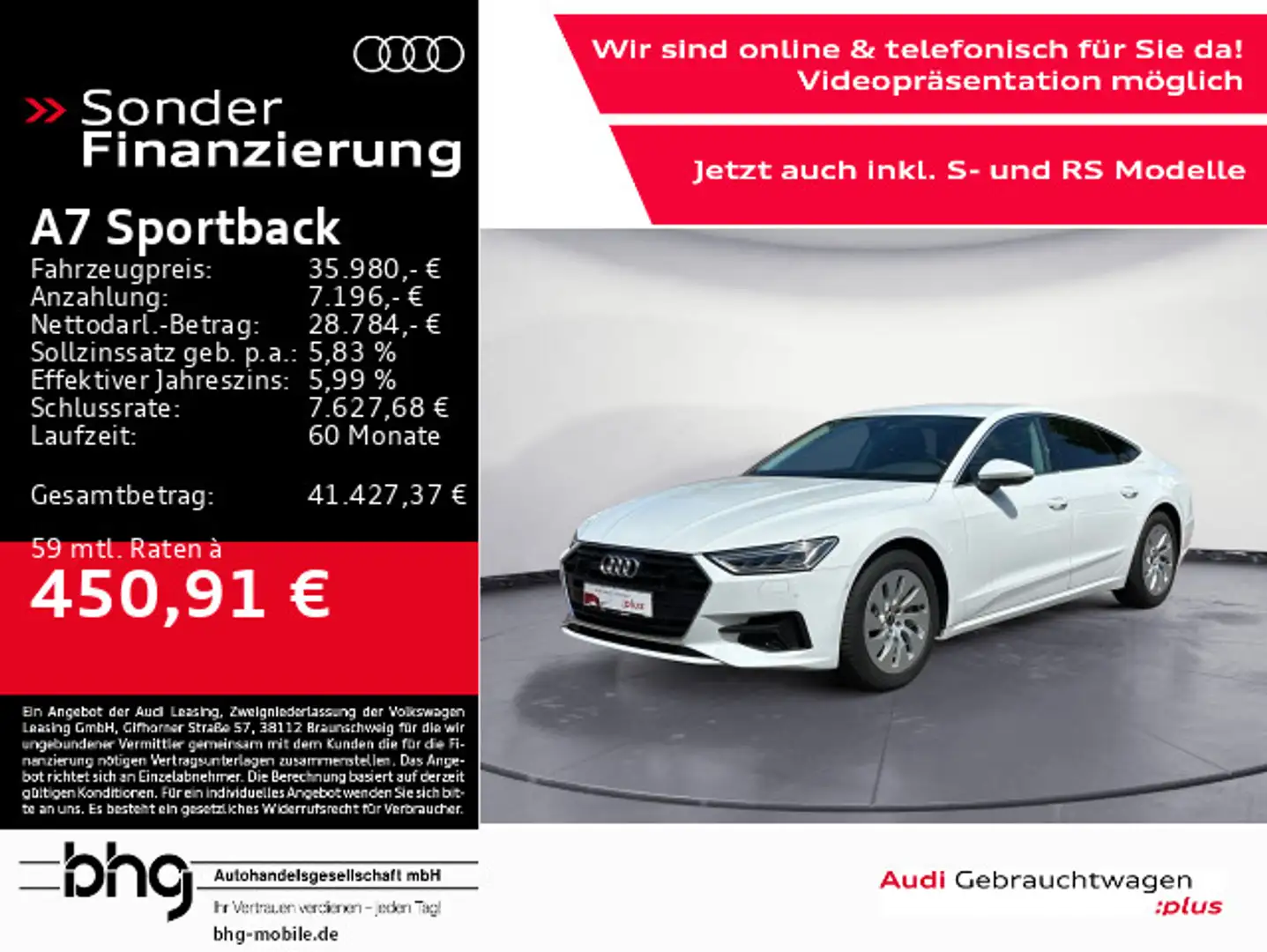 Audi A7 50 TFSIe quattro LED/Navi/Kamera/In Bianco - 1