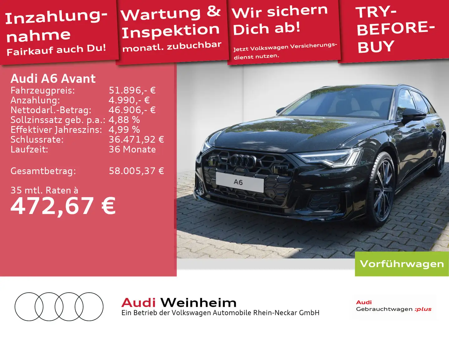 Audi A6 40 TDI qua S line Black Plus Matrix B&O Schwarz - 1