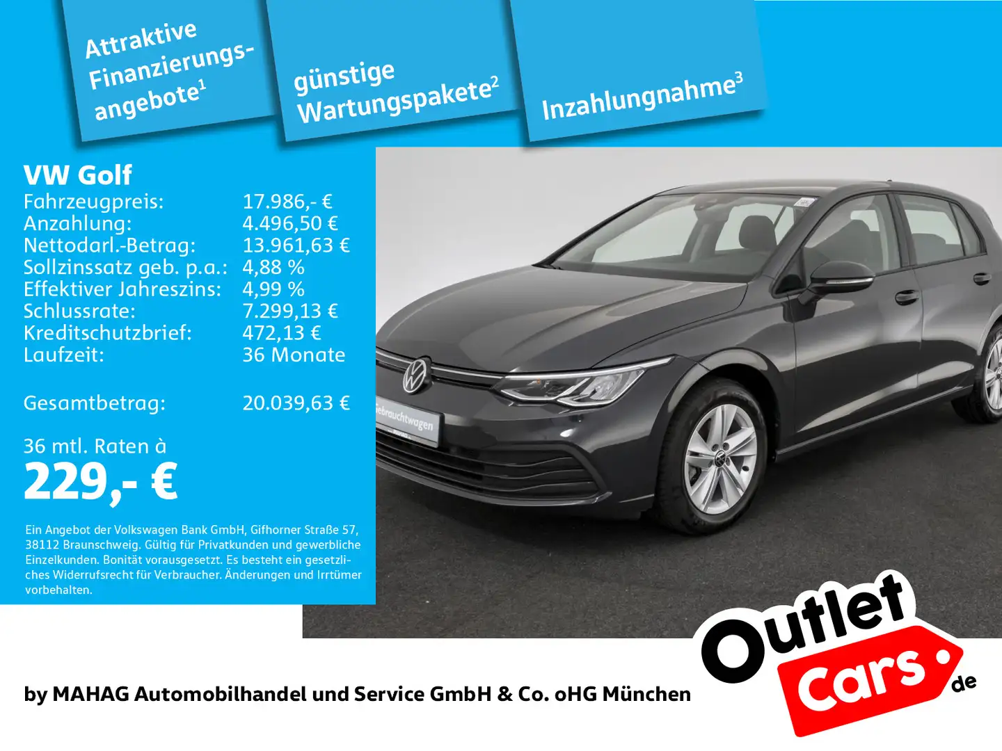 Volkswagen Golf 1.0 TSI Life LED Navi ACC Gris - 1