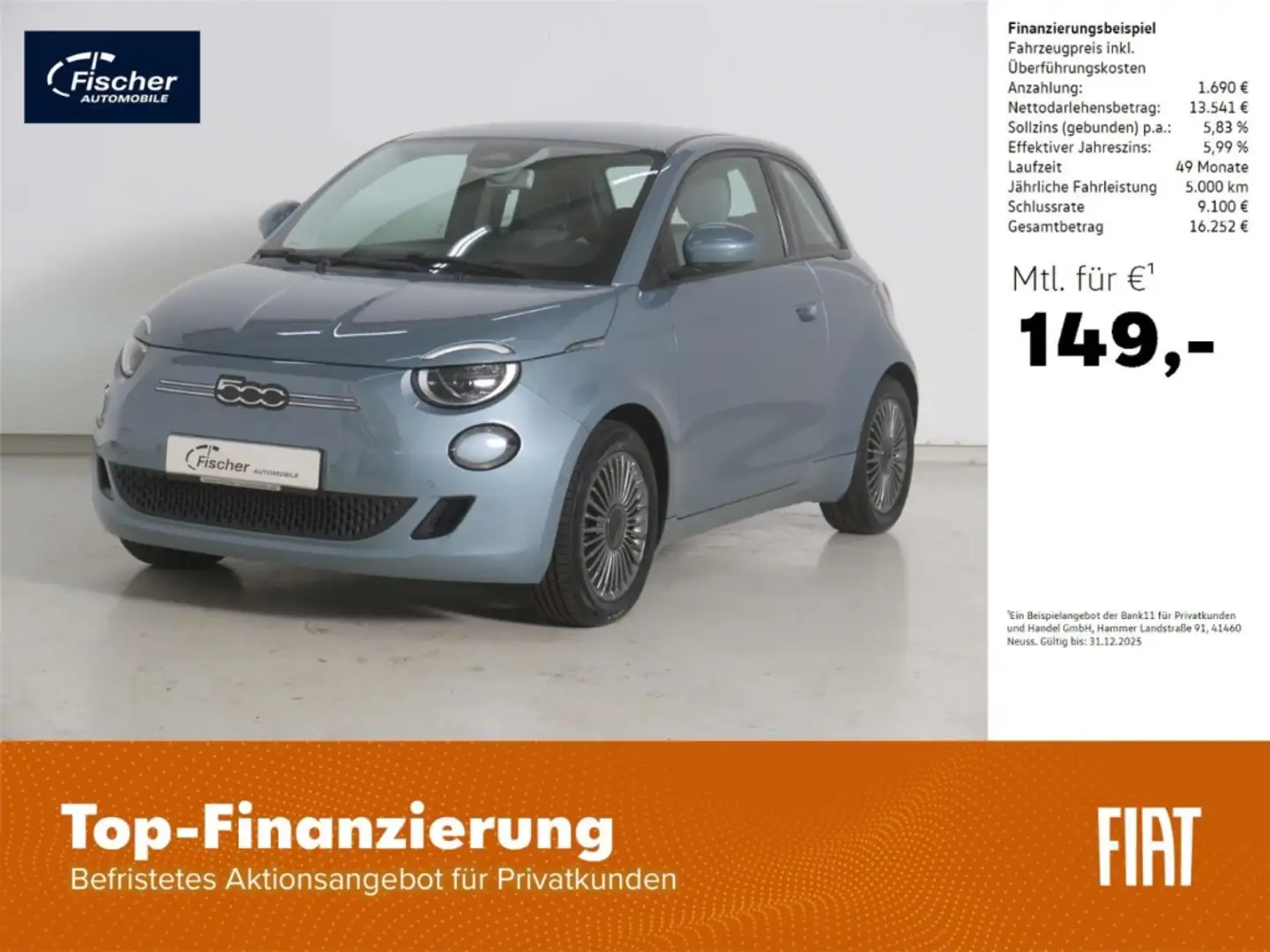 Fiat 500e 3+1 Elektro Icon Komfort/360°/Keyless/SH Bleu - 1