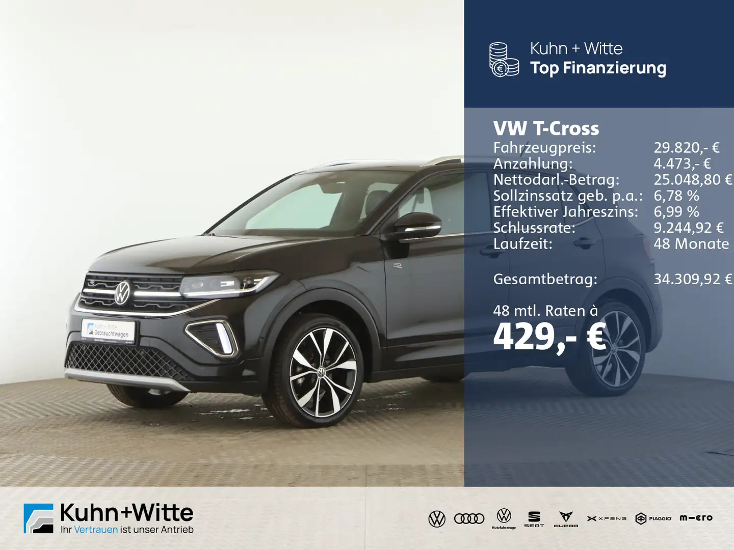 Volkswagen T-Cross 1.5 TSI R-Line *AHK*ACC*Matrix*RFK*Navi* Schwarz - 1