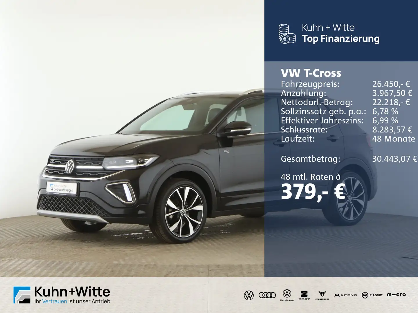 Volkswagen T-Cross 1.5 TSI R-Line *AHK*ACC*Matrix*RFK*Navi* Schwarz - 1