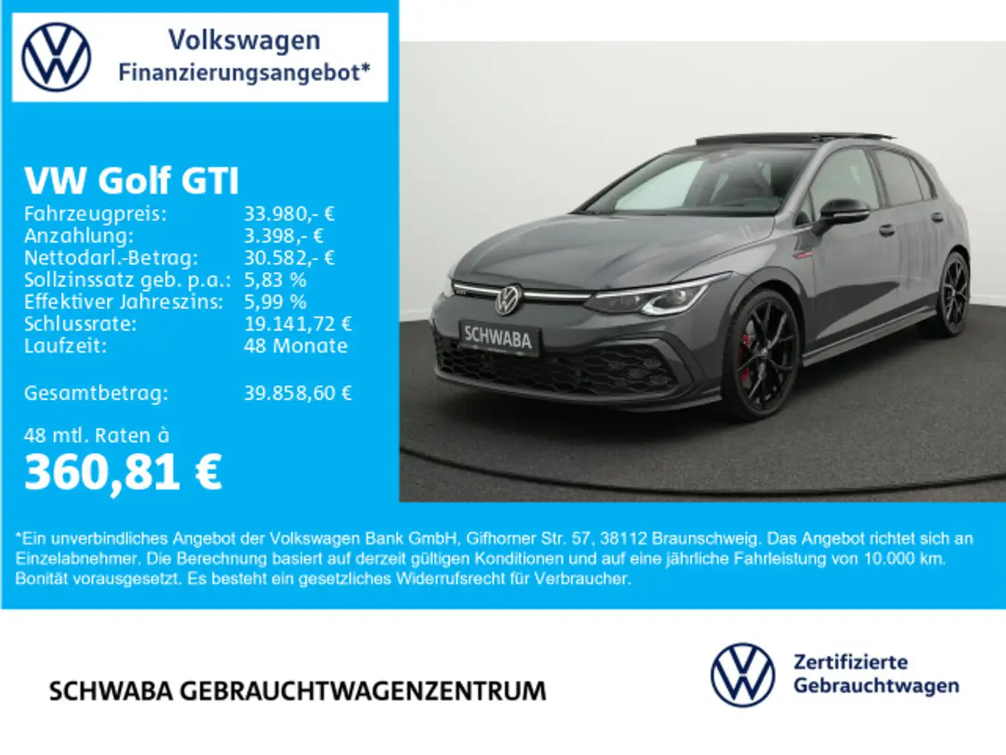Volkswagen Golf GTI 2.0 TSI DSG BlackStyle Grau - 1
